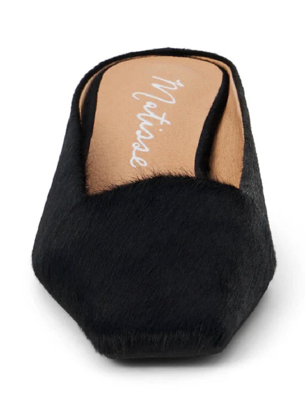 Matisse Black Faux-Fur Square-Toe Mule
